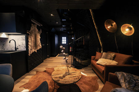 Authentisch eingerichtete Nordlicht Suite auf zwei Etagen im Apukka Resort