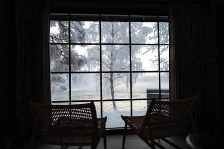 Ausblick auf die Winterlandschaft, Sauna