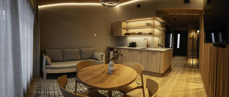 Wohn- und Essbereich, Fluss Apartment