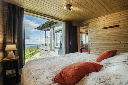 Panorama-Vogelhäuschen mit 1 Schlafzimmer, Kamin, Sauna und Terrasse mit Outdoor-Jacuzzi