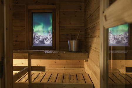 Sauna in der kleinen Blockhütte