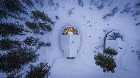 Glasdachhütte für zwei Personen von oben