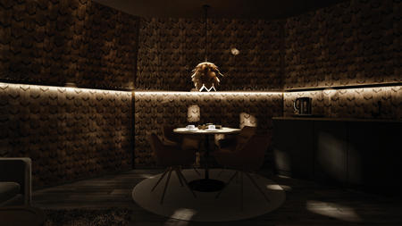 Essbereich, zweistöckige Glasdachhütte