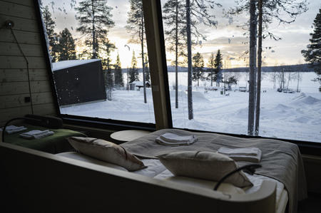 Ausblick aus der Panorama-Hütte mit Schlafsofa