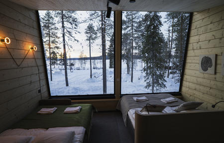 Ausblick aus der Panorama-Hütte mit Schlafsofa