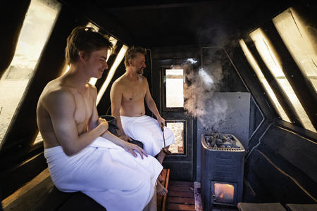 Schwimmende Sauna